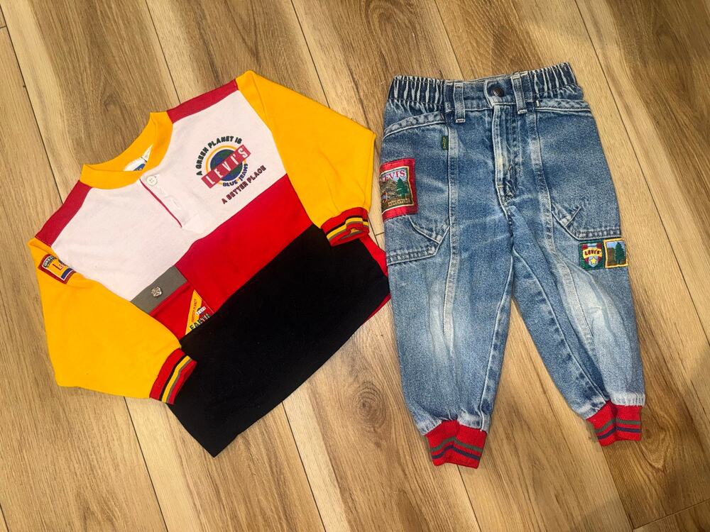 Vintage 90s Levi’s "Blue Jeans is a Better Place" Matching Set / Toddler 2-Piece